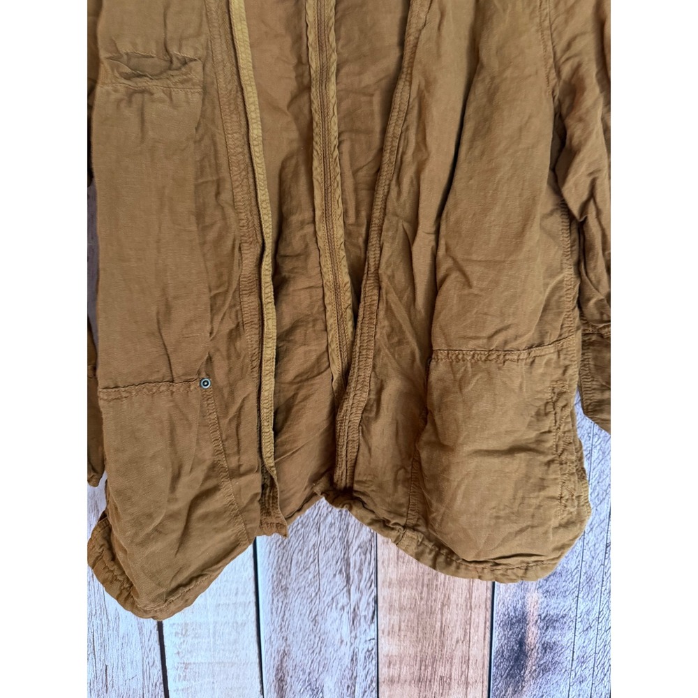 Hei Hei Anthropologie Linen Blend Boho Open Front Jacket Brown Boho Fall Small - Picture 4 of 9
